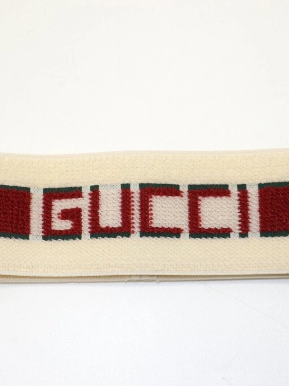 GUCCI Elastic Headband Red And White Stripe Size Small - White/Red/Green